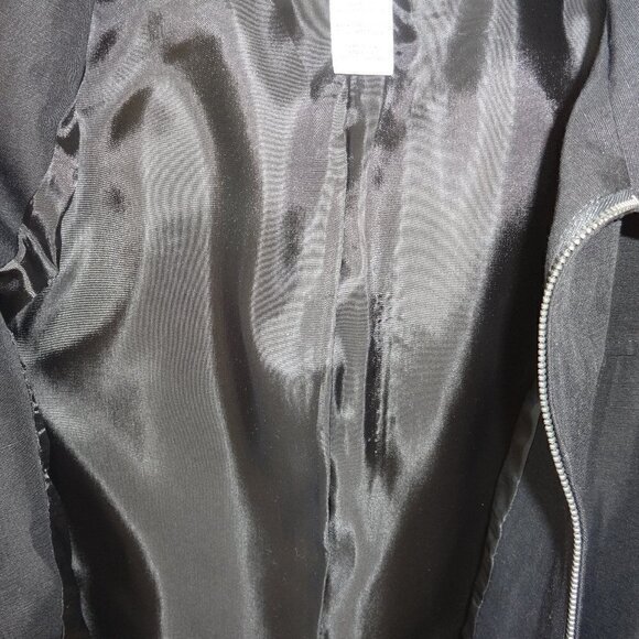 Renee Rowan black linen/nylon waist coat made in USA 16  zip up 2 front pockets - Picture 8 of 9